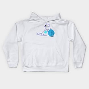 Fat cat with yarn Kids Hoodie